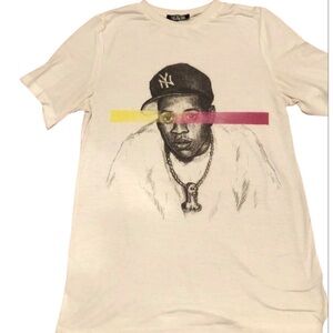 Dimepiece White Short Sleeve Tee with Artistic Design